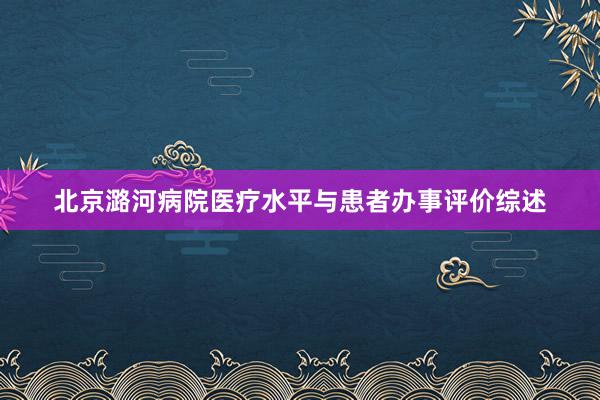 北京潞河病院医疗水平与患者办事评价综述